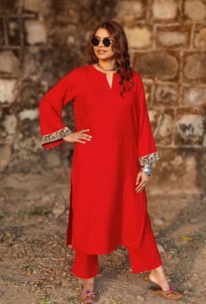 PHOTO 1 RED SHIKARA PHERAN CO-ORD SET