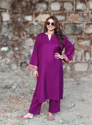 PHOTO 1 BURGUNDY SHIKARA PHERAN CO-ORD SET
