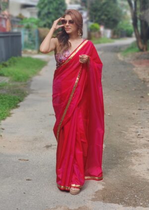 PHOTO 1 REDDISH-PINK DUAL TONE GOTA-PATTI DESIGNER SAREE