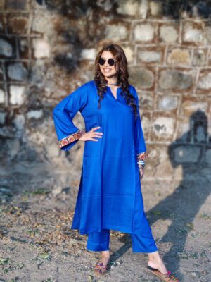 ROYAL BLUE SHIKARA PHERAN CO-ORD SET