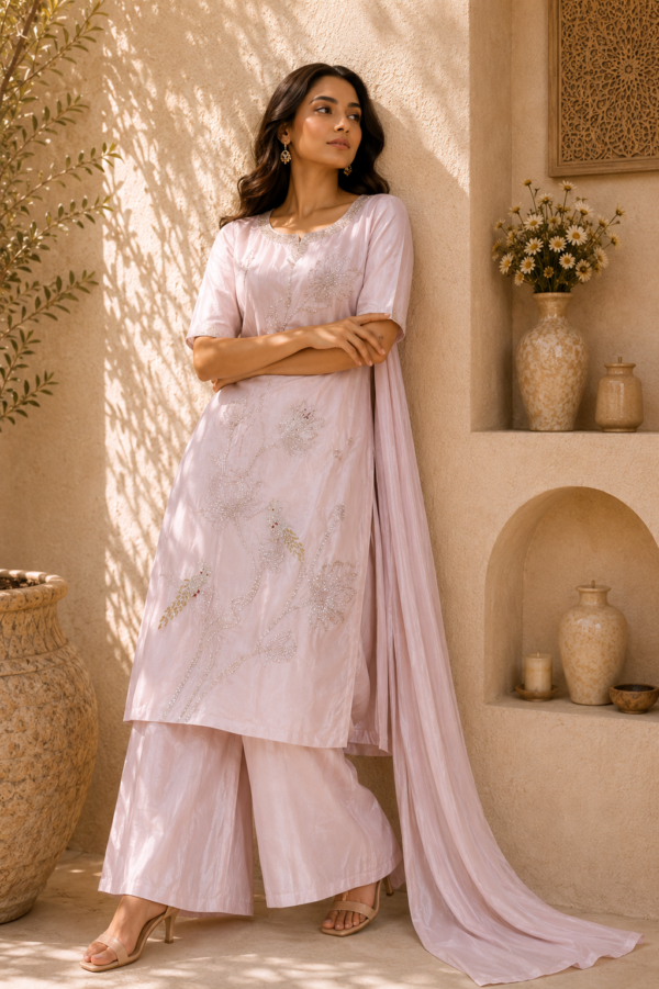 Blush Pink Embroidered Suit