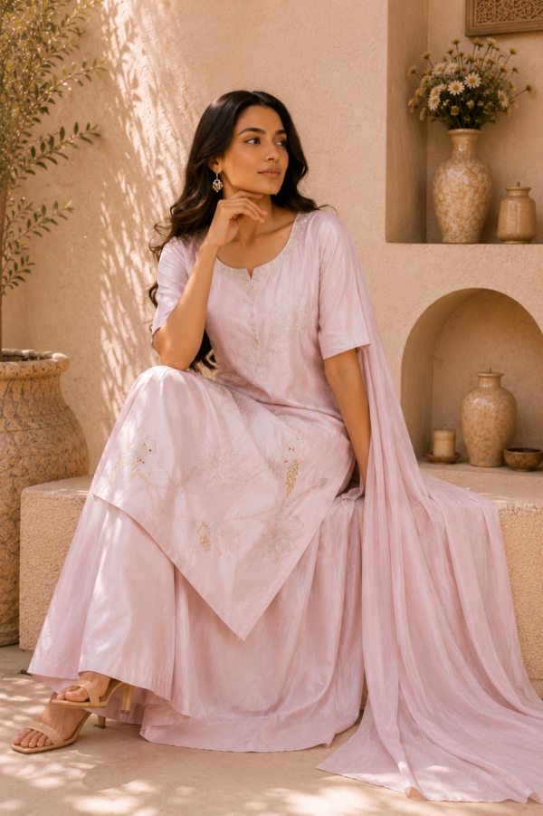 Blush Pink Embroidered Suit