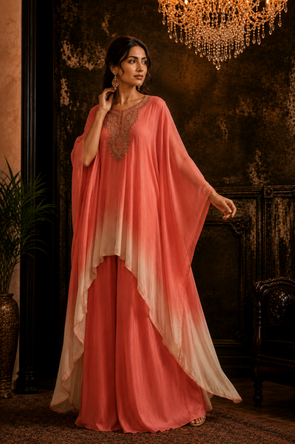 Coral Ombre Kaftan Co-Ord