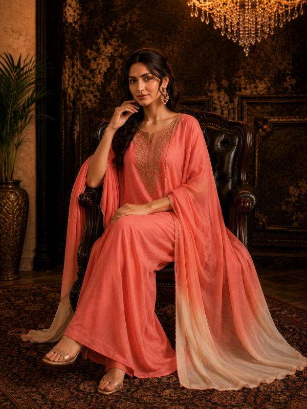 Coral Ombre Kaftan Co-Ord