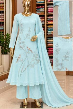 Floral Bird Embroidered Frock Suit Set