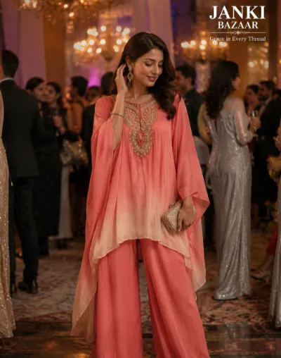 ayushi-028 Coral Ombre Kaftan Co-Ord