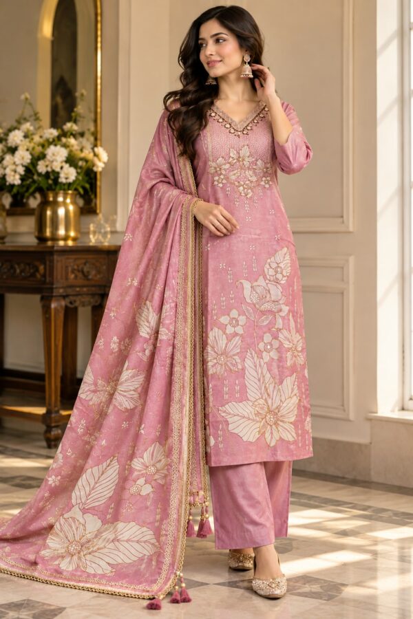 WhatsApp Image 2026-09-30 at 5.05.42 PM (1) Blush Pink Floral Printed Kurta Set with Dupatta