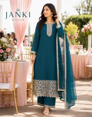 Teal Royale Embroidered Suit Set