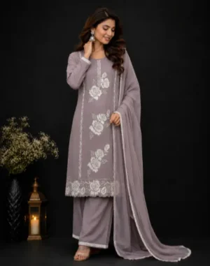 image262 Lavender Bloom Embroidered Suit Set