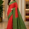 Coral Red Heritage Cotton Saree