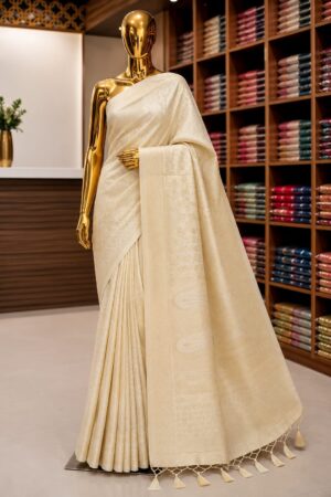 Ivory Elegance Soft Cotton Blend Saree