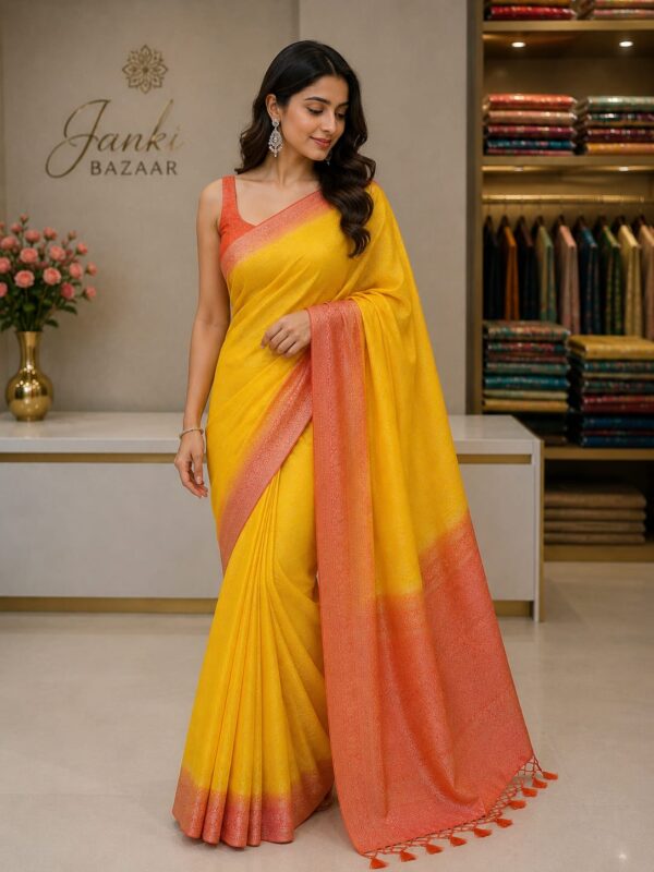 WhatsApp Image 2026-07-24 at 2.18.16 PM (1) Sunshine Yellow Woven Cotton Blend Saree