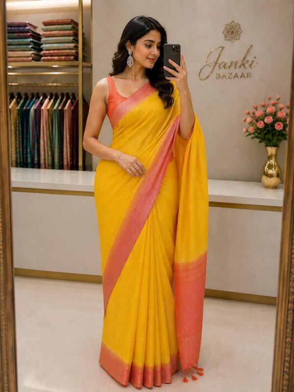 WhatsApp Image 2026-07-24 at 2.18.16 PM (2) Sunshine Yellow Woven Cotton Blend Saree