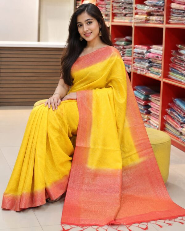 WhatsApp Image 2026-07-24 at 2.18.17 PM Sunshine Yellow Woven Cotton Blend Saree