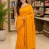 Mustard Yellow Cotton Blend Saree