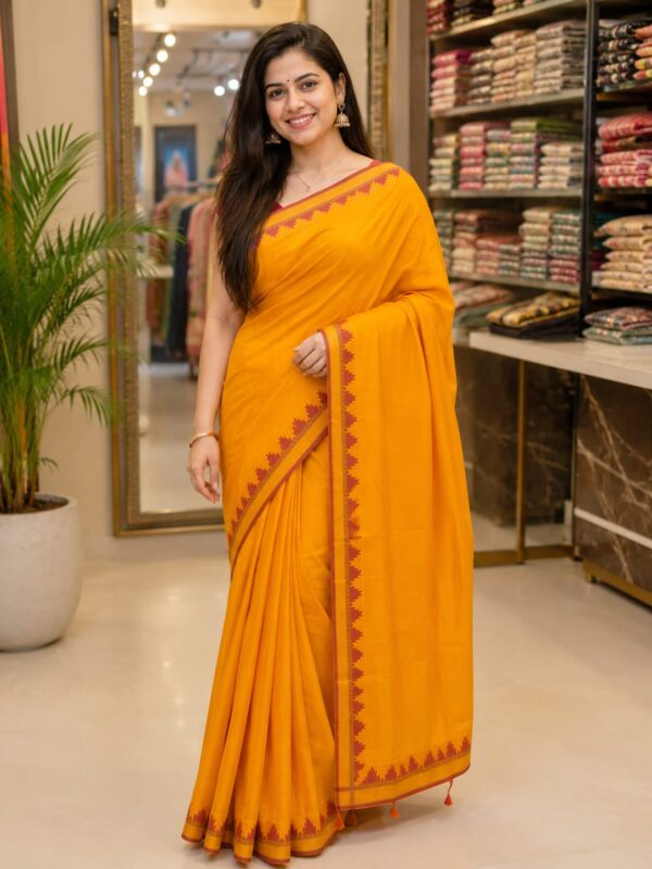 Mustard Yellow Cotton Blend Saree
