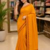 Mustard Yellow Cotton Blend Saree