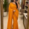 Mustard Yellow Cotton Blend Saree