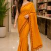 Mustard Yellow Cotton Blend Saree