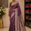 Royal Plum Zari Woven Silk Blend Saree
