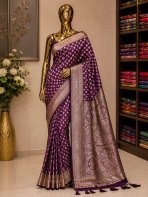 Royal Plum Zari Woven Silk Blend Saree