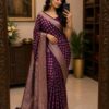 Royal Plum Zari Woven Silk Blend Saree