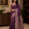 Royal Plum Zari Woven Silk Blend Saree