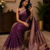 Royal Plum Zari Woven Silk Blend Saree
