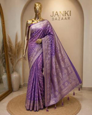 Royal Purple Zari Woven Silk Blend Saree