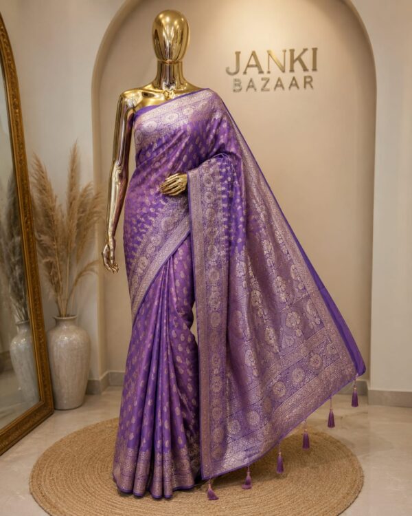 Royal Purple Zari Woven Silk Blend Saree