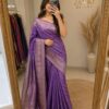 Royal Purple Zari Woven Silk Blend Saree