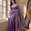 Royal Purple Zari Woven Silk Blend Saree
