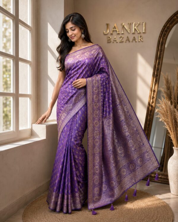 Royal Purple Zari Woven Silk Blend Saree