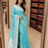 Sky Blue Zari Woven Silk Blend Saree