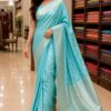 Sky Blue Zari Woven Silk Blend Saree