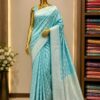 Sky Blue Zari Woven Silk Blend Saree