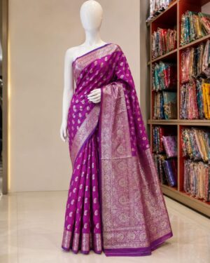 Royal Magenta Zari Woven Silk Blend Saree