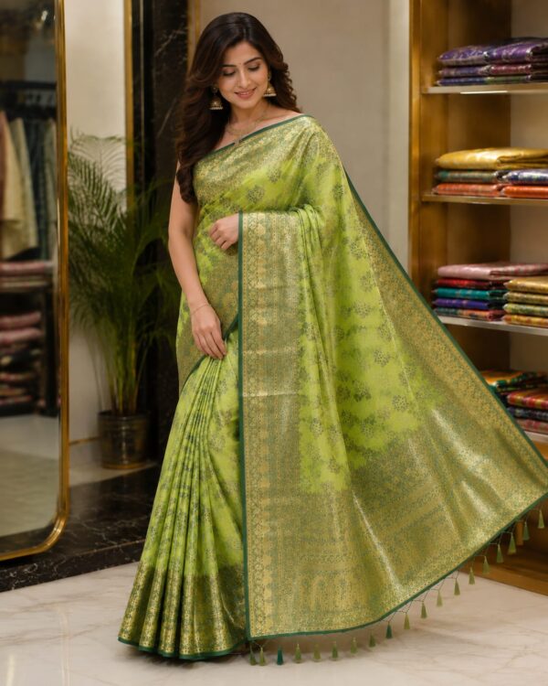 WhatsApp Image 2026-07-24 at 4.06.55 PM (1) Olive Green Zari Woven Silk Blend Saree
