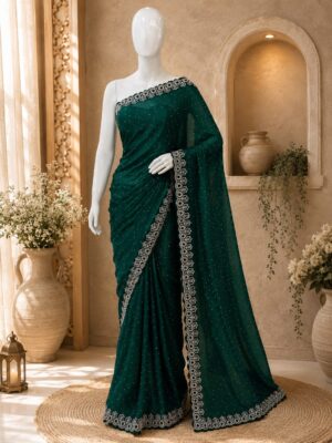 Emerald Grace Embroidered Saree