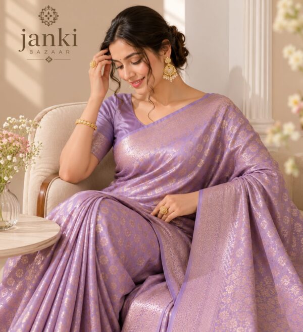 Lavender Zari Woven Saree