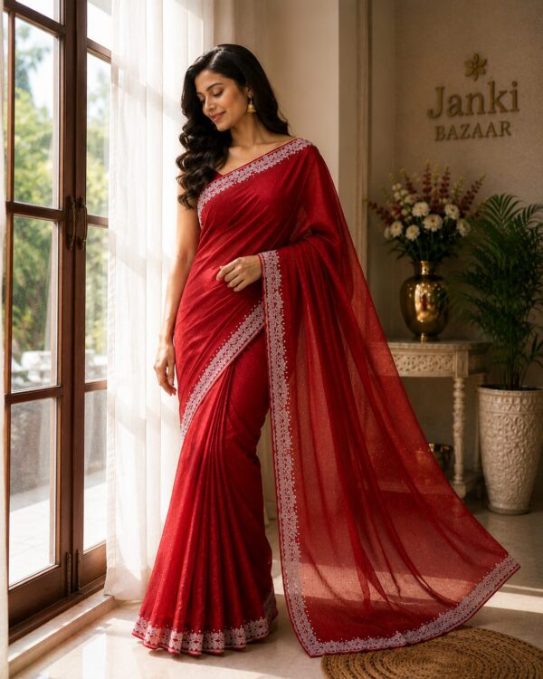 Crimson Elegance Designer Saree