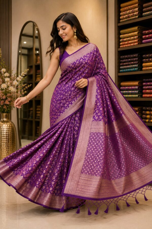 Royal Purple Woven Saree