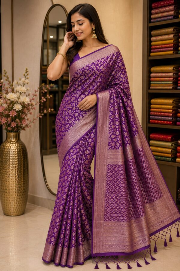 Royal Purple Woven Saree