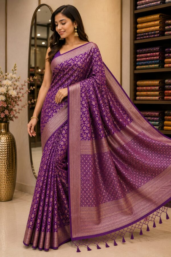 Royal Purple Woven Saree