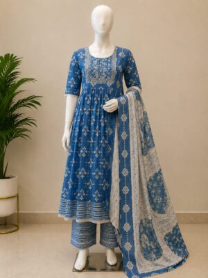 Azure Grace Printed Kurta Set