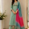 Mint Blossom Embroidered Kurta Set