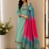 Mint Blossom Embroidered Kurta Set