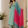 Mint Blossom Embroidered Kurta Set