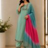Mint Blossom Embroidered Kurta Set