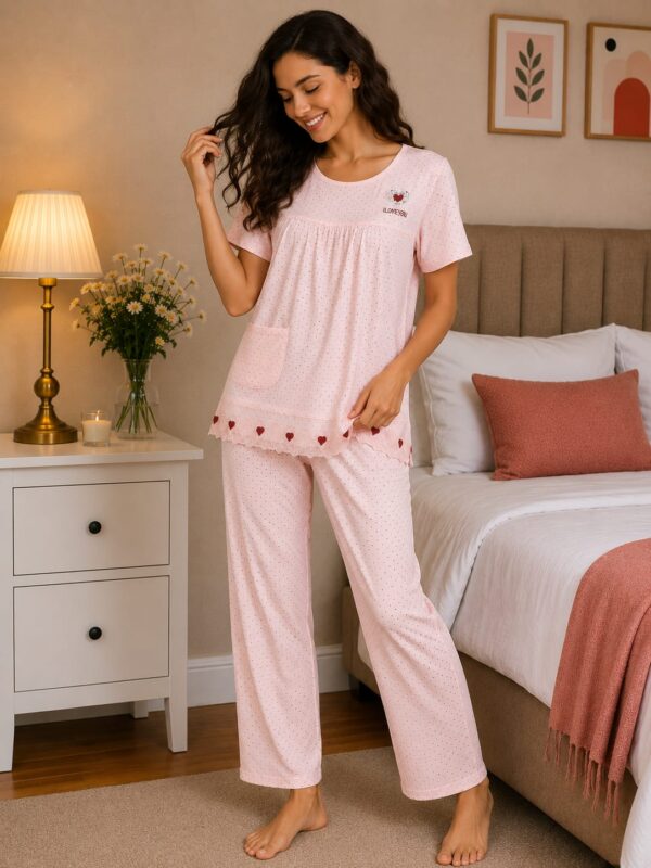 Blush Heart Cotton Night Suit